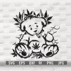 Orso che fuma una canna in formato SVG / Orso in formato SVG / Fumare erba in formato SVG / Cannabis in formato SVG / Marijuana in formato SVG / Rasta in formato SVG / 420 in formato SVG / Clipart erba in formato SVG / File di taglio canna