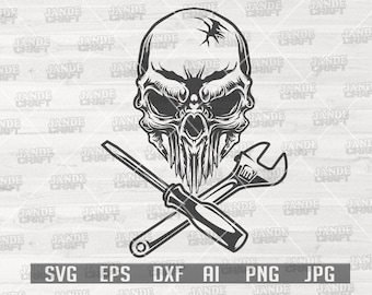 Skull Mechanic Svg | Mechanic Svg | Mechanic Cut Files | Mechanic Png | Mechanic Shirt | Skull Svg | Mechanic Svg Files | Repair Svg