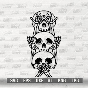 Skull svg | Hear Speak See No Evil svg | Halloween svg | Hear No Evil Clipart | Speak No Evil | See no Evil Cutfile | La Muerta| Sugar Skull