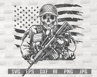 American Soldier Skull svg | US Military svg | US Veteran svg | US Army svg | Soldier svg | Skull svg | Patriotic svg | Soldier Clipart