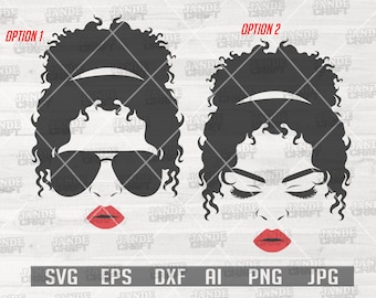 Messy Bun Mom Hair svg | Curly MomLife Clipart | Mom Life with red Lips Cut File | Mother Day Gift Idea | Mama Shirt png | Mommy Cutfile DXF