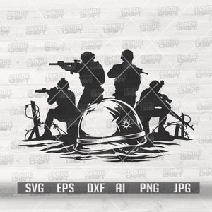 Soldier in Battle svg | US Battle Scene svg | US Military svg | Veteran Shirt svg | Veteran Dad Clipart | US Army svg | Battle Scene Cutfile