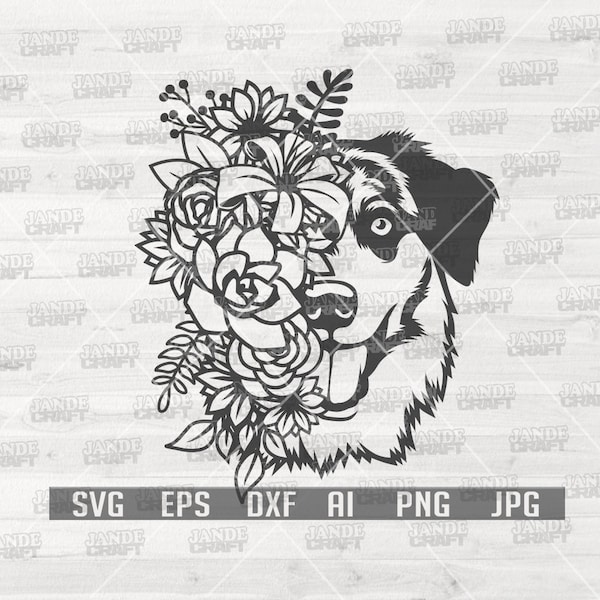 Floral Australian Shepherd svg | Floral Dog svg | Shepherd Dog svg | Dog Cutting File | Dog Clipart | Dog Cutfile | Dog Shirt svg | Dog svg