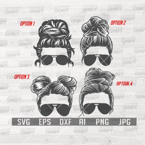 4 Messy Bun Haarsvgs | Unordentliche Haarspangen | Bundle Svg | Messy Hair Style svg | Brötchen Haarsvg | Bun Haar mama svg | Bun Haar png | Haarschnitt Dateien