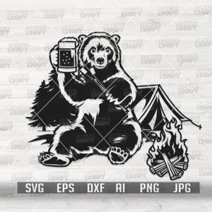 Bear svg | Bear Camping svg | Camper Shirt png | Camp Life Clipart | Wild Animal | Outdoor dxf | Beer Mug | Mountain | Mountaineer| Grizzly