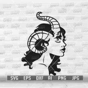 Mystical Girl svg / Lady with Torns Cutfile / Night Creature dxf / Wild Life Stencil / Beast Forest Fairy Clipart / Wilderness Evil Shirt png