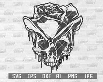 Calavera rosa SVG / Calavera SVG / Rosa SVG / Horror SVG / Halloween SVG / Clipart de Halloween / Archivo de corte de Halloween / Clipart de calavera / Archivo de corte de calavera