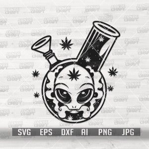 Alien Weed svg | 420 Shirt png | Smoking Joint dxf | Cannabis Cutfile | Marihuana Schablone | Rasta UFO Clipart | High Dope Stoned Alien jpeg