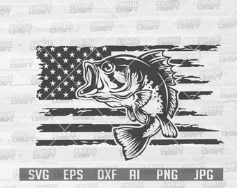 USA Flag Bass Fishing | Bass Fishing svg | Bass Svg | Bass Fishing Shirt | US Bass Fishing cut files | Bass Fish cut Files | US Hunting svg