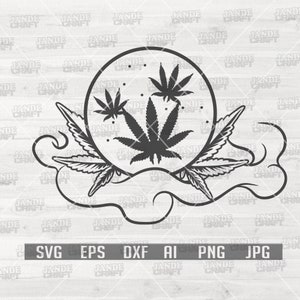 Crystal Ball Weed-svg | Mystiek rastashirt png | Black Magic Dope-cannabissjabloon | Clipart marihuanablad | 420 gesneden bestand | High Life-svg