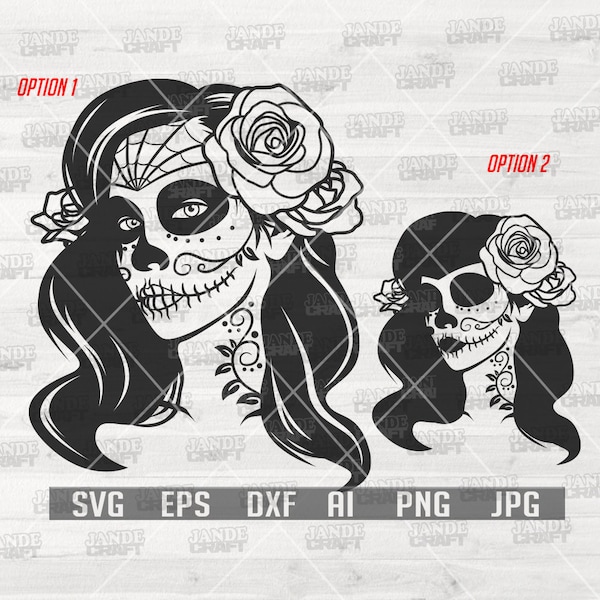 Lady Dead svg | Lady Skull svg | La Muerta svg | Catrina svg | Sugar Skull svg | Sugar Skull Clipart | Sugar Skull Cutfile | Halloween svg