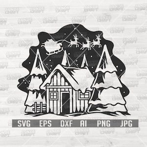 Christmas Scene svg | Christmas Clipart | Christmas Cutfile | Christmas Village svg | Christmas Eve svg | Santa Claus svg | Christmas png