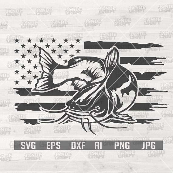 USA Flag Catfish Svg Files | US Fishing Shirt | US Catfish svg | Fishing  svg | Fishing Cut Files | River Fishing svg | lake Fishing svg