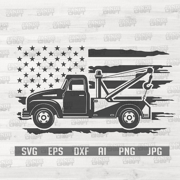 Tow Truck Svg | US Tow truck Svg | Tow truck Clipart | Towing Truck Svg | Tow truck Cut File | US Towing Truck Clipart | US Tow Truck Driver