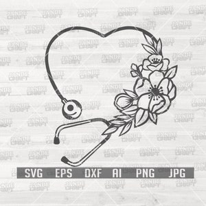 Floral Stethoscope svg | Stethoscope Clipart | Stethoscope Cutfile | Nurse Life svg | Stethoscope png | Stethoscope Cutting File | Nurse svg