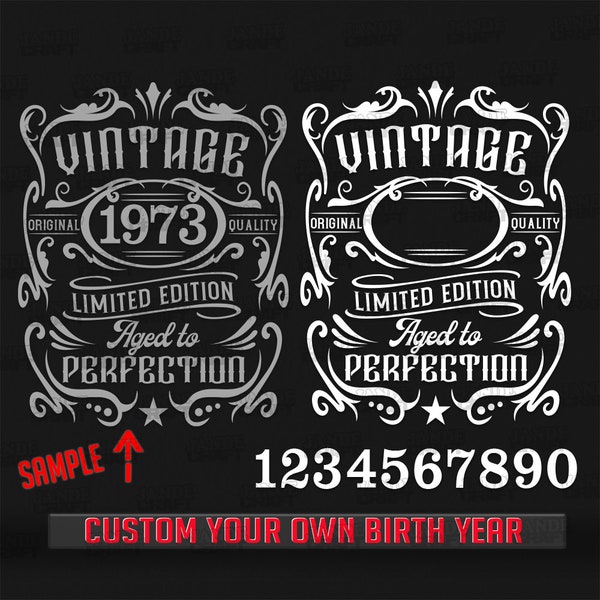 Custom Birthday SVG Bundle | Aged to Perfection Cutfile | Vintage Years Clipart Shirt Gifts png | Edit your Birth Year | 30th 40th 50th 60th