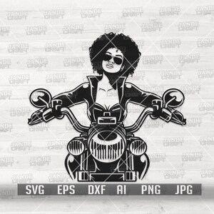 Afro Biker Girl svg | Afro Girl svg | Afro Biker Clipart | Biker Cutfile | Biker Shirt svg | Afro svg | Afro Biker png | Afro Girl Clipart image 1