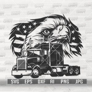 Truck svg | Semi Truck svg | US Eagle svg | Trucker svg | Truck Driver Dad Clipart | Patriotic Shirt png | Skilled Driver Cutfile | America