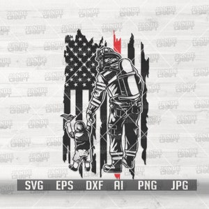 Amerikaanse vader en zoon brandweerman svg | Vaderdag Shirt png | Brandweerman Papa Cutfile | Brandweerman stencil | VS First Responder dxf | EMT-clipart
