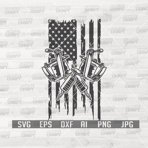 USA Flag Tattoo machine Svg | Tattoo machine Svg | Tattoo machine Cut Files | Tattoo Machine Logo | US Tattoo Shop logo svg | tattoo Png
