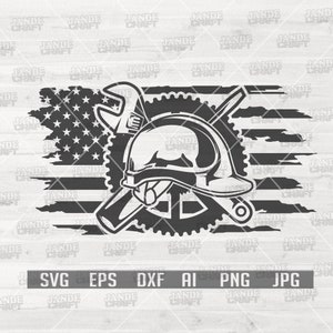Amerikaanse monteur svg | Clipart mechanische gereedschappen | Monteur vader gesneden bestand | Moersleutelsjabloon | Veiligheidshelm dxf | Shirt reparateur, png | Amerikaanse reparatiewerkplaats