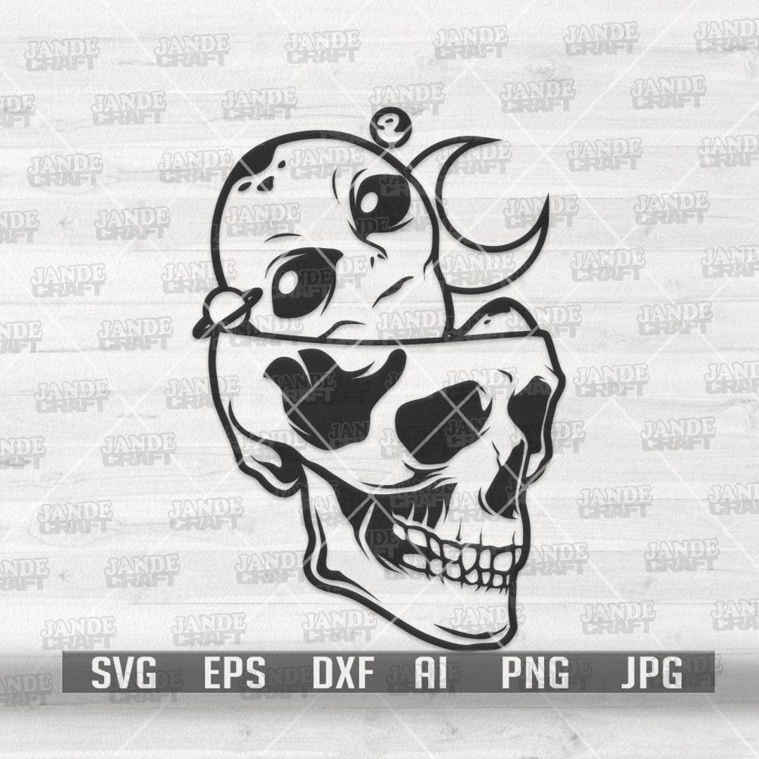 Alien Svg | Skull Clipart | Alien Skull Stencil | UFO Shirt Png ...