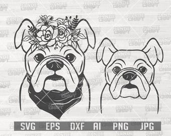 Bulldog svg | French Bulldog svg | Frenchie svg | Floral Dog svg | Floral Animal Cutfile | Floral Frenchie svg | Pitbull svg | French Bully