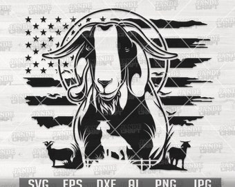 Chèvre de ferme américaine svg | Logo de ferme américaine svg | Svg animaux de la ferme | Chèvre Clipart | Scène de chèvre de ferme png | Fichier de coupe de chèvre | Chèvre chemise svg | Svg vie à la ferme