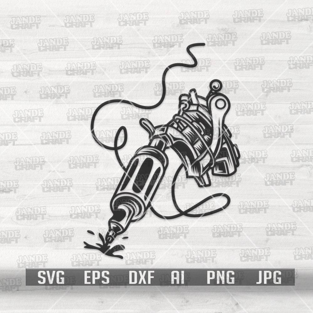 Tattoo Machine svg | Skin Art Clipart | Tattoo Artist Cutfile | Ink Supply Stencil | Tattoo Shop Monogram | Competition Exhibit Shirt png