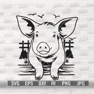 Scena di maiale in formato SVG / Maiale carino in formato SVG / Clipart di maiale / Cutfile di maiale / Animale da fattoria in formato SVG / Scena di maiale in formato PNG / Maglietta di maiale in formato SVG / Stencil di maiale / Vita in fattoria in formato SVG