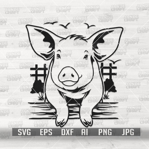 Pig Scene svg | Cute Pig svg | Pig Clipart | Pig Cutfile | Farm Animal svg | Pig Scene png | Pig Shirt svg | Pig Stencil | Farm Life svg