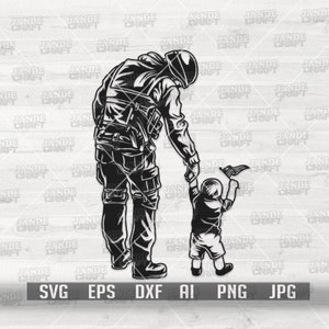 Soldaat vader en zoon svg | Militaire papa clipart | Veteraan cadeau-idee | Patriottisch overhemd png | Legerstencil | Marine dxf | marinier | Luchtmacht
