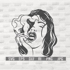 Frau raucht Weed svg | Cannabis Clipart | Weed Life Shirt png | 420 Kush-Schnittdatei | Marihuana Schablone | Rasta Lady dxf| Dope High Diva png