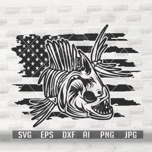US Fish Skeleton svg | Visgraat Clipart | Vissen Vader Shirt png | Fisherman Gift Idee dxf | Lake Monster Cutfile | River Prey jpeg | Piranha