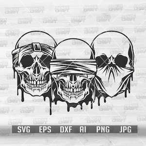 Hear See Speak Skull svg | Hear Skull svg | Speak Skull svg | See Skull svg | Skull Clipart | Skull Cutfile | Skull png | Skull Bundle svg