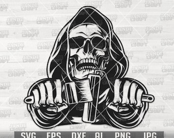 Pintor de calaveras siniestras svg / Idea de regalo para papá pintor png / Monograma de servicio de pintura / Clipart de la Parca / Archivo de corte de Halloween / Horror Scary Boo