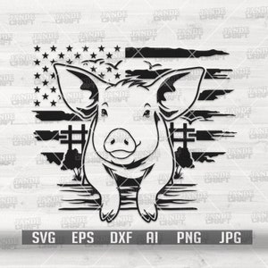 US Pig Scene svg | US Pig png | Pig Clipart | Pig Cutfile | Farm Pig svg | Farm Animal svg | Piggery Monogram | Farm Life svg | Pig Stencil