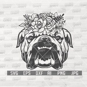 Floral Bulldog svg | Floral Dog svg | Floral Animal svg | Dog svg | Bulldog Clipart | Bulldog Cutfile | Bulldog Cutting File | Dog Lover svg