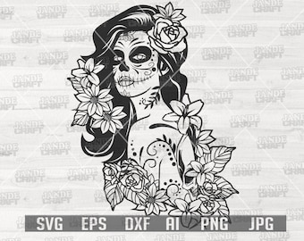 Lady Dead svg | Sugar Skull svg | La Muerta svg | Catrina svg | Lady Skull svg | Sugar Skull png | Sugar Skull Cutfile | Halloween Mom svg