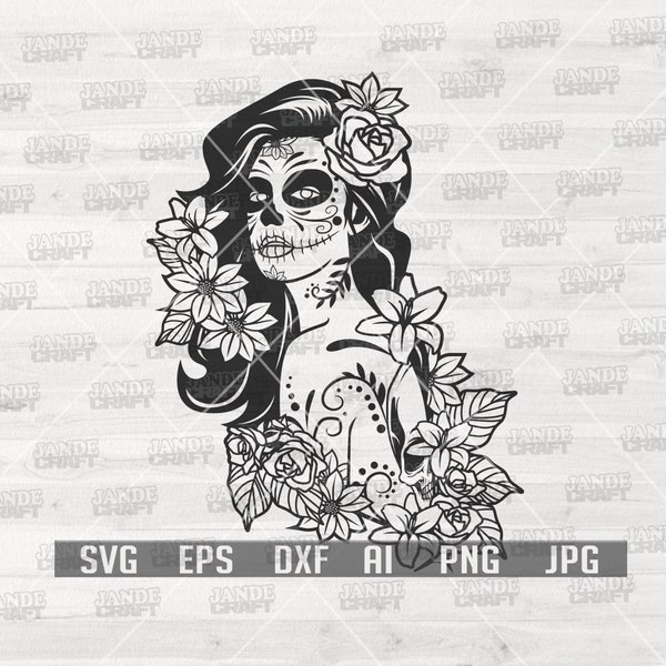 Lady Dead svg | Sugar Skull svg | La Muerta svg | Catrina svg | Lady Skull svg | Sugar Skull png | Sugar Skull Cutfile | Halloween Mom svg