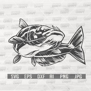 Cat Fish svg | Fishing Shirt png | River Fish Cut File | Lake Monster Sea Animal Stencil | Fish Life Shirt png | Catfish dxf | Outdoor svg