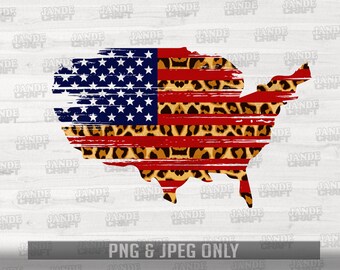 Distressed Leopard USA | Png & Jpeg Files | American Leopard Background Image | Patriotic MomLife Printable Prints | USA T-shirt DTG Files