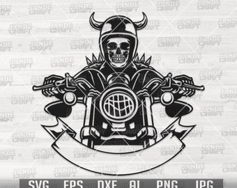 Biker Skull svg | Motorbike Clipart | Sports Dad Shirt png | Extreme Ride Stencil | Motorcycle dxf | Big Bike Rally Cutfile | Riding Tandem