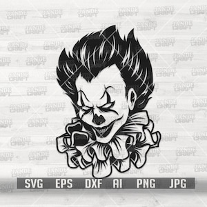 Evil Clown svg | Scary Joker Clipart | Happy Halloween T-shirt Design png | Spooky Clown Stencil | Spooky Horror dxf | Haunted Man Cut File