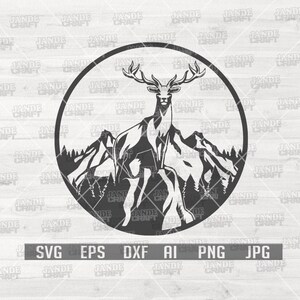 Hirsch svg | Berg Motiv Schablone | Outdoor Camping Cutfile | CampLife Shirt png | Wohnmobil jpeg | Geweih dxf | Jäger Dad Clipart | Jagd
