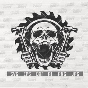 Carpenter Skull svg | Contractor svg | Home Builder svg | Carpenter Shirt | Carpenter Cutfiles | Carpenter svg | Hammer svg | Hammer Clipart