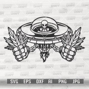 Unkraut Alien svg | Cannabis Clipart | Marihuana Schablone | Räucherkegel UFO Cutdatei | Himmlisches Hoch Sein dxf | Rasta Life Shirt png | Kiffer