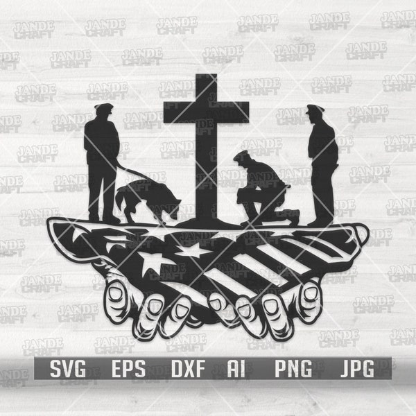 US Police Kneeling in Cross svg | Policeman Clipart | 4th of July Stencil | Memorial Day dxf | Honor the Brave Cutfile | First Responder dxf