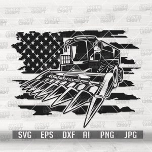 US Corn Head Harvester svg | Farm Life Clipart | US Farming Shirt png | Corn Harvest Cut File | Corn Head Monogram | Corn Farm Owner Stencil