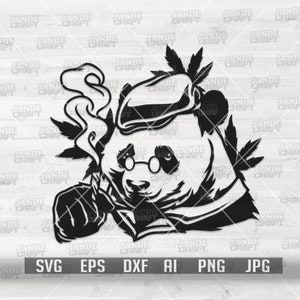Panda Smoking Weed svg | Hoher Bär Clipart | Rasta Polar Schnittdatei | Marihuana dxf | Cannabis Schablone | Kush 420 Shirt png | Dope Tier jpeg